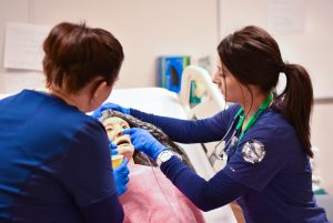 Nurses working in the nursing lab