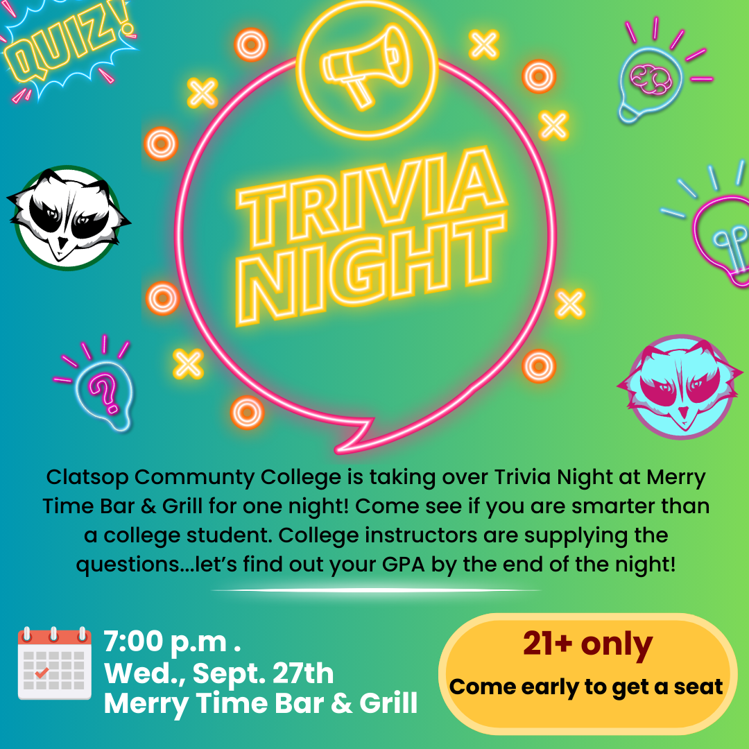 CCC is taking over trivia night at the Merry Time bar on Wednesday, September 27th