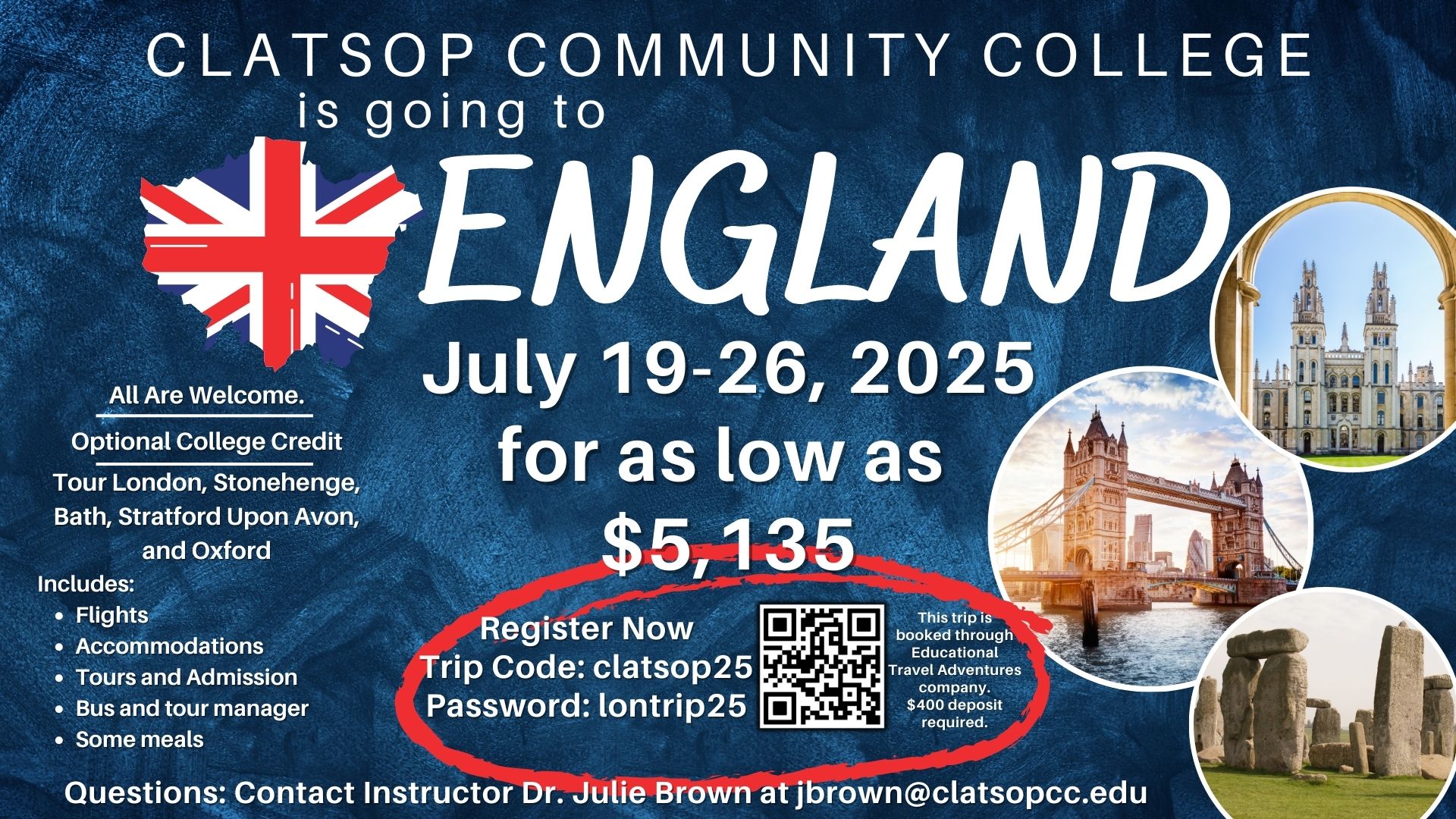 England trip ad with British flag